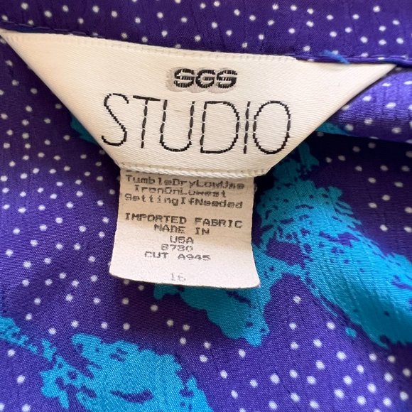 90's Funky Purple & Turquoise Lightweight Blazer - Size 16/Large - Picture 10 of 10